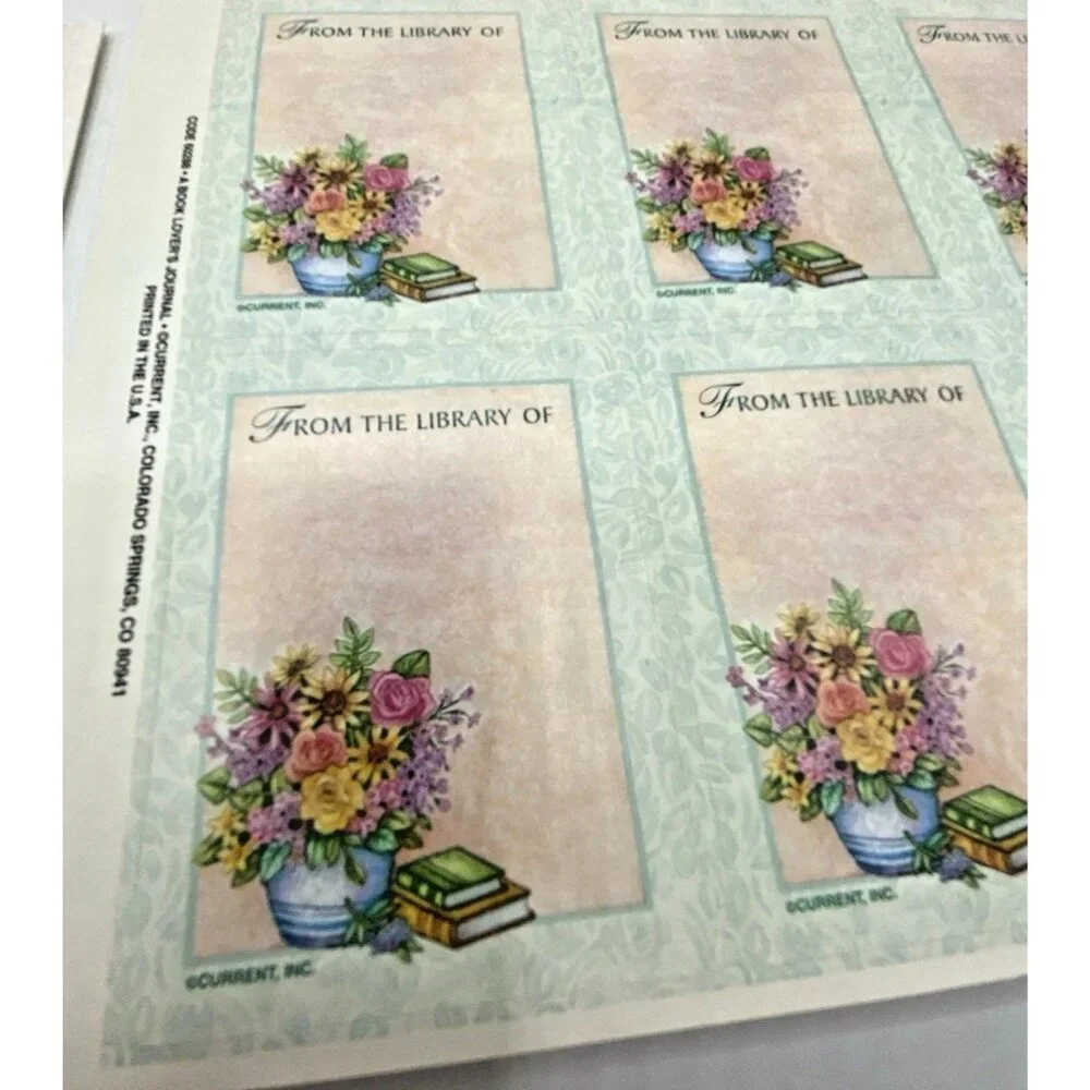 Vintage Book Plates & Bookmarks From The  Library Of  Current Inc USA Floral